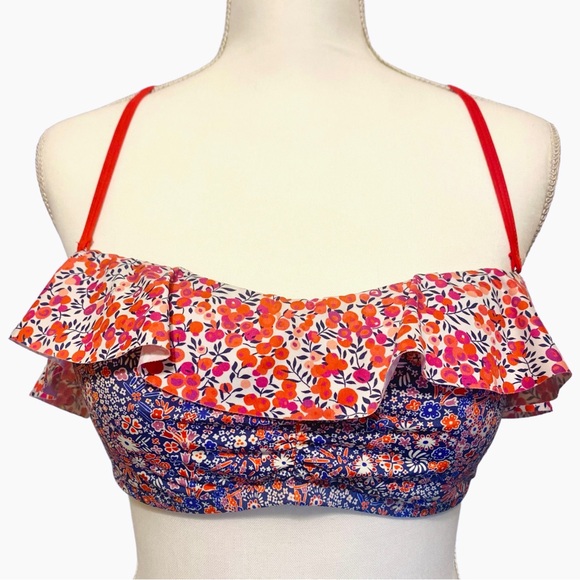 J Crew Ruffle bandeau bikini top and bottom set in Liberty® multi floral Size M - Picture 2 of 10